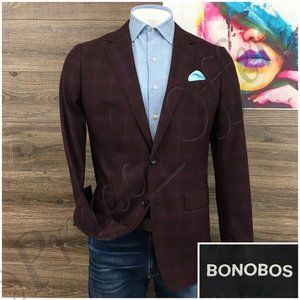 Bonobos Mens Casual Blazer Sport Coat Two Button Jacket Size 42L Slim Wool Suits